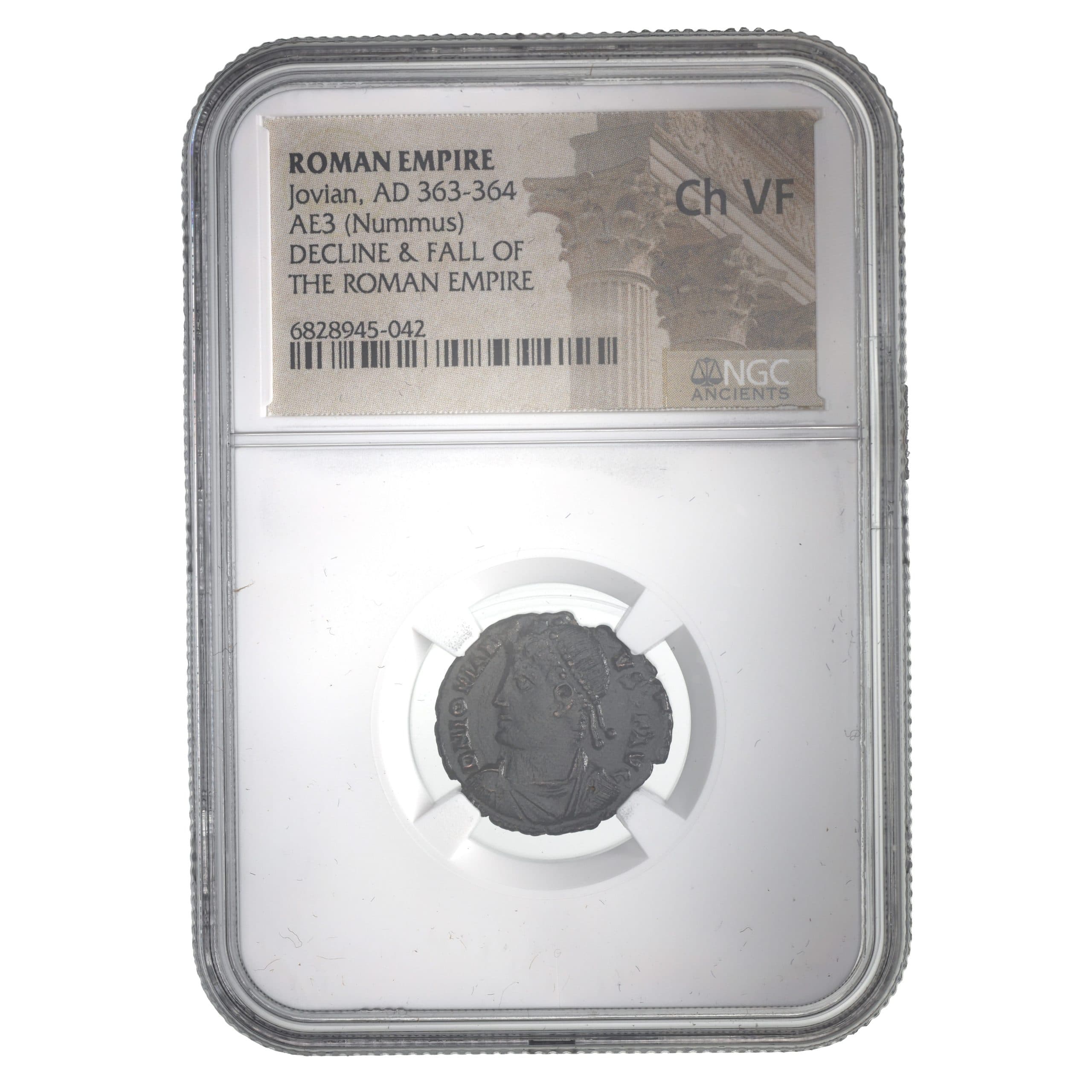NGC-Certified Roman Coin: Jovian, AE3, Grade CH-VF — representative ECC supplier stock image; exact coin and slab vary