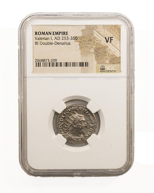 NGC-Certified Roman Coin: VALERIAN1ST(AR), Grade VF β representative ECC supplier stock image; exact coin and slab vary