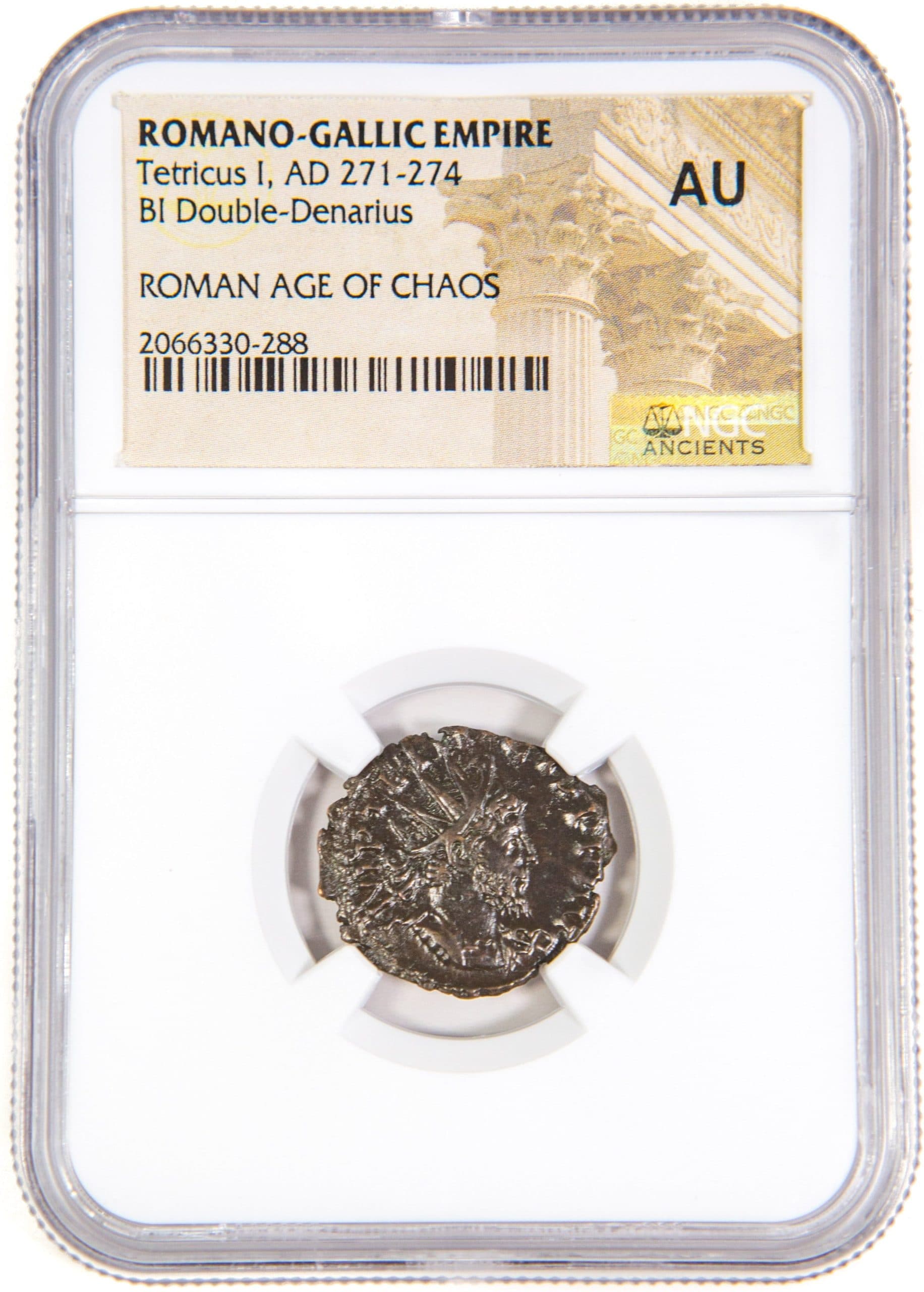 NGC-Certified Roman Coin: TETRICUS1ST(ANT), Grade AU — representative ECC supplier stock image; exact coin and slab vary