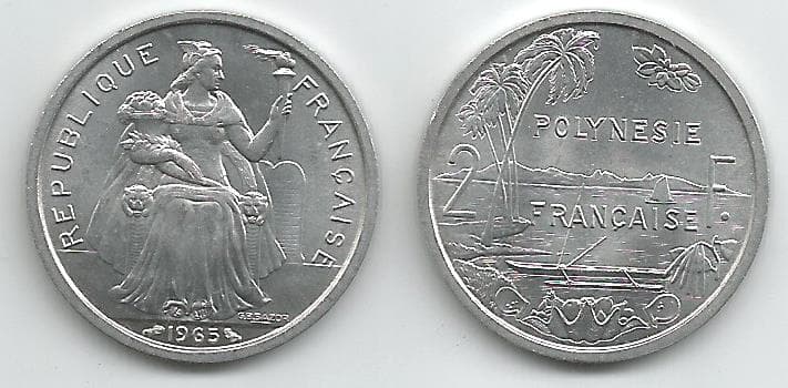 French Polynesia KM3(U) 2 Francs – Lot of 24 representative product image