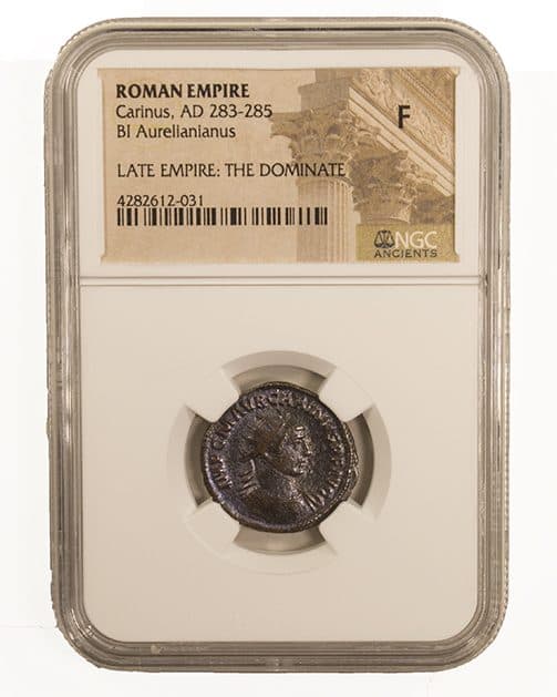 NGC-Certified Roman Coin: Carinus, ANT, Grade F β representative ECC supplier stock image; exact coin and slab vary