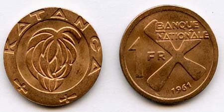 Katanga KM1(U) 1 Franc – Lot of 6 representative product image