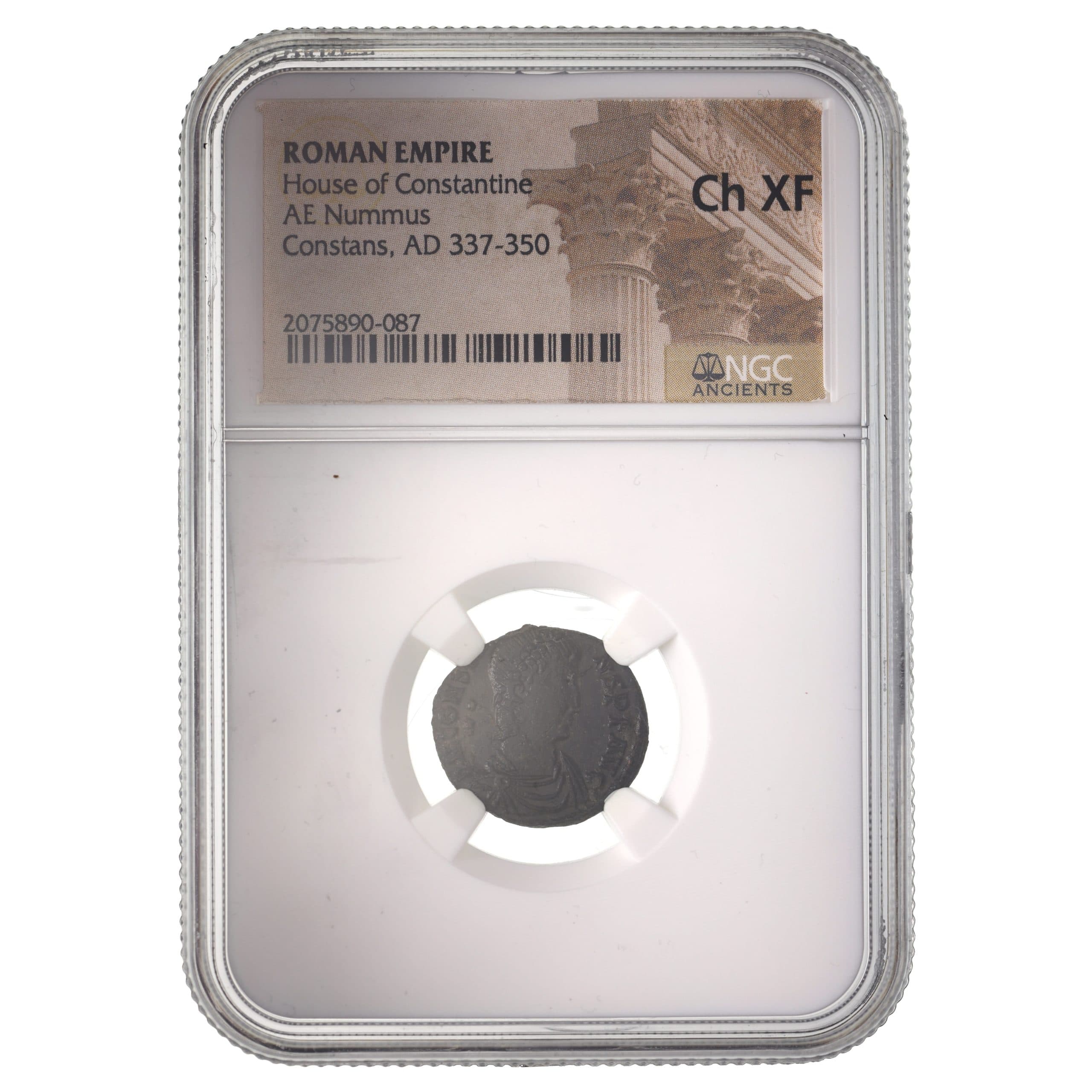 NGC-Certified Roman Coin: Constans, AE3/4, Grade CH-XF — representative ECC supplier stock image; exact coin and slab vary