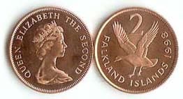 1,000 Falkland Islands KM3a(U) 2 Pence Bulk World Coins representative product image