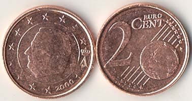 1,000 Belgium KM225(U) 2 Belg. Cents Bulk World Coins representative product image