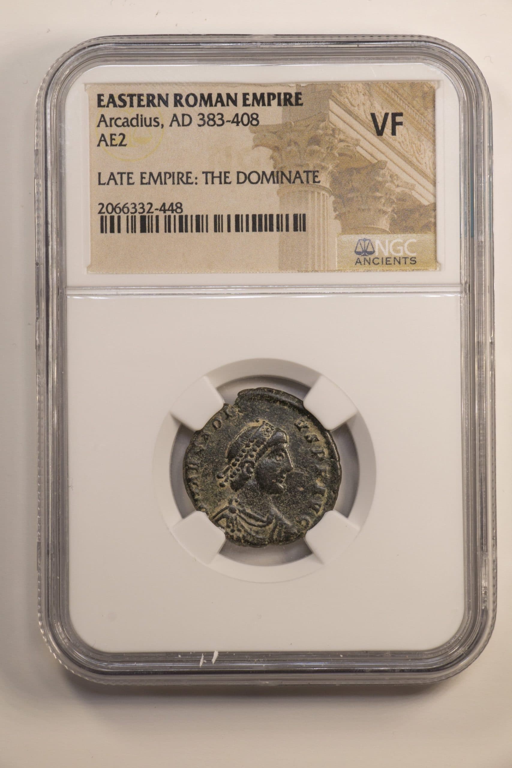 NGC-Certified Roman Coin: Arcadius, AE2, Grade VF β representative ECC supplier stock image; exact coin and slab vary