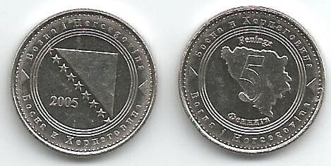 Bosnia-Herzegovina KM121(U) 5 Feninga β Lot of 100 representative product image