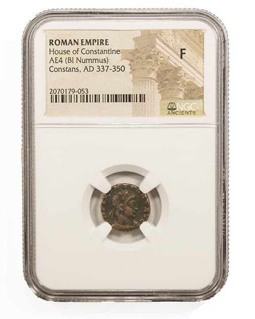 NGC-Certified Roman Coin: Constans, AE3/4, Grade LG β representative ECC supplier stock image; exact coin and slab vary
