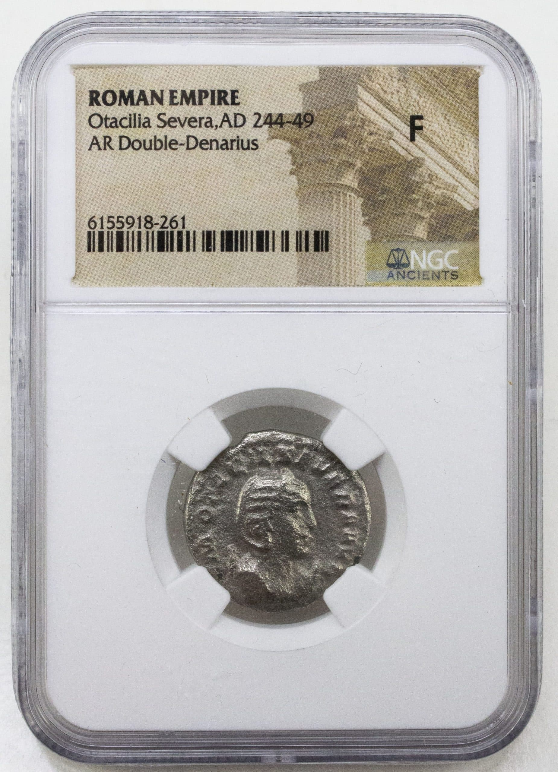 NGC-Certified Roman Coin: Otacilia Severa, ANT, Grade F — representative ECC supplier stock image; exact coin and slab vary
