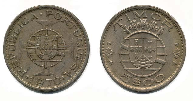 Timor KM21(F-VF) 5 Escudos β Lot of 25 representative product image