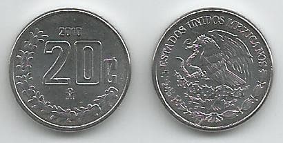 1,000 Mexico KM935(U) 20 Centavos Bulk World Coins representative product image