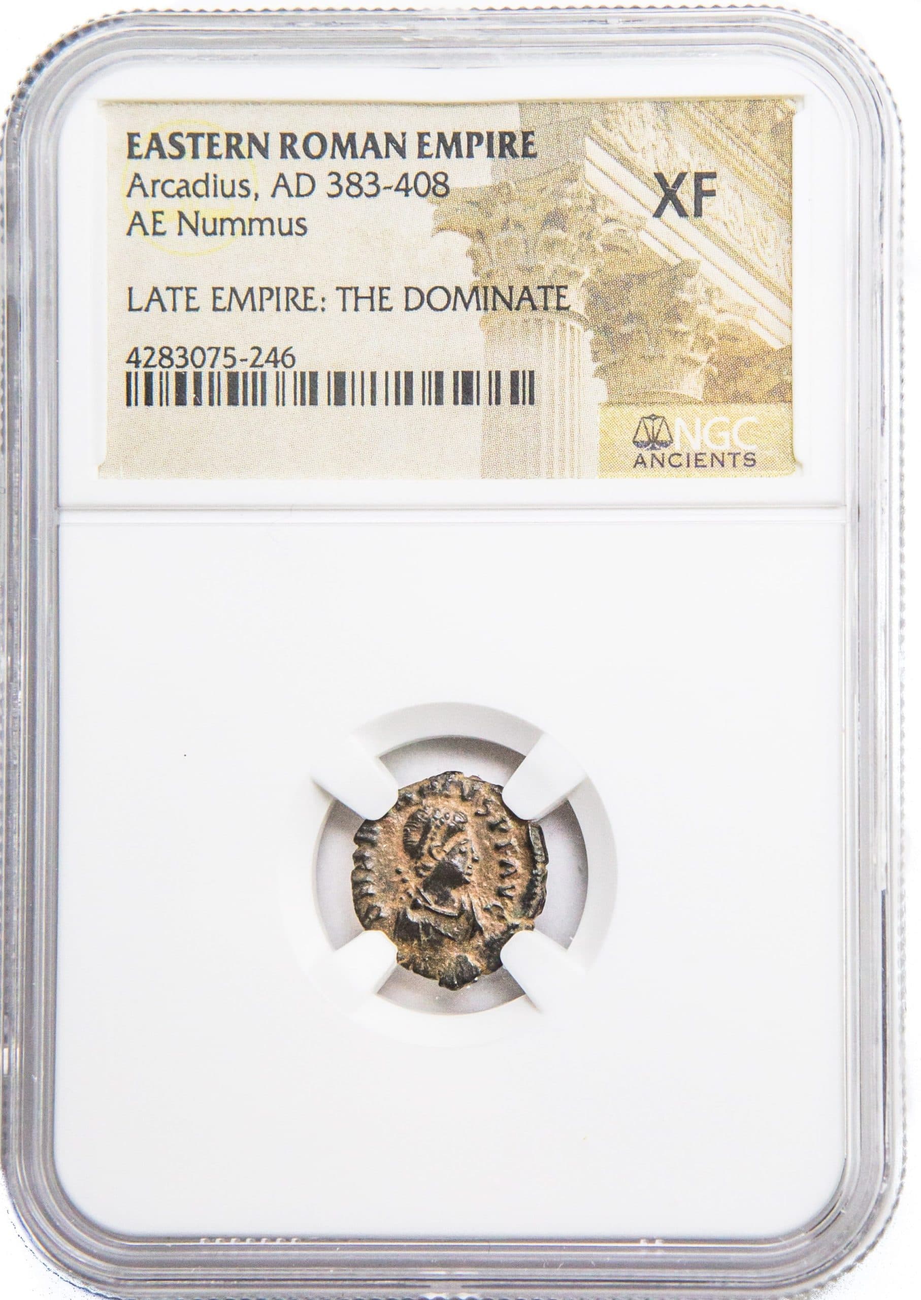 NGC-Certified Roman Coin: Arcadius, AE4, Grade XF β representative ECC supplier stock image; exact coin and slab vary