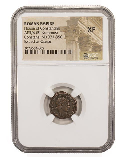 NGC-Certified Roman Coin: Constans, AE3/4, Grade XF — representative ECC supplier stock image; exact coin and slab vary