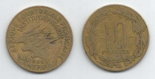 Equatorial African States KM2(C) 10 Francs β Lot of 20 representative product image