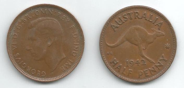 Australia KM41,42(VF) 1/2 Penny (Kangaroo) – Lot of 27 representative product image