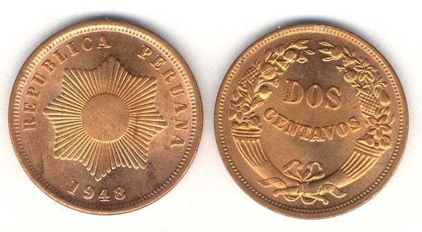 Peru KM212.2(U) 2 Centavos β Lot of 6 representative product image