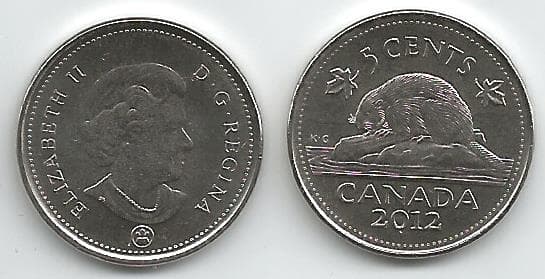 1,000 Canada KM491(U) 5 Cents Bulk World Coins representative product image