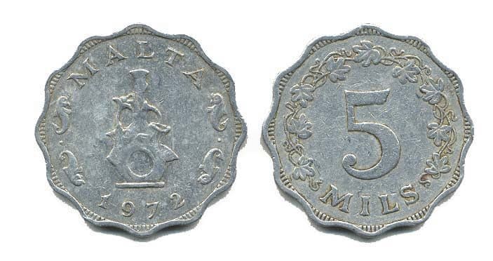 Malta KM7(F-VF) 5 Mils β Lot of 65 representative product image