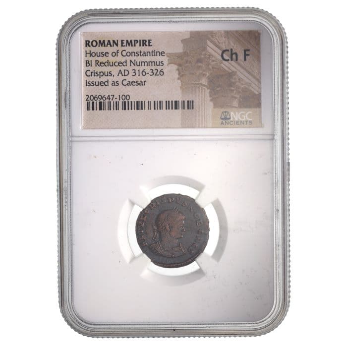 NGC-Certified Roman Coin: Crispus, AE3, Grade CH-F β representative ECC supplier stock image; exact coin and slab vary