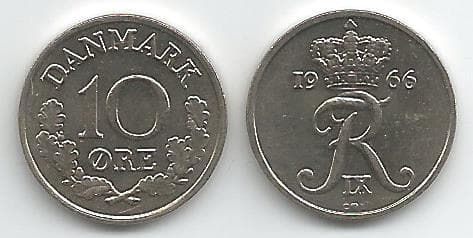 Denmark KM849.1(U) 10 Ore - 1966 – Lot of 24 representative product image