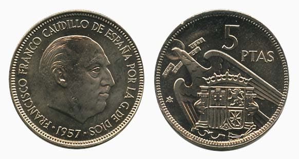 Spain KM786(U) 5 Peseta β Lot of 25 representative product image