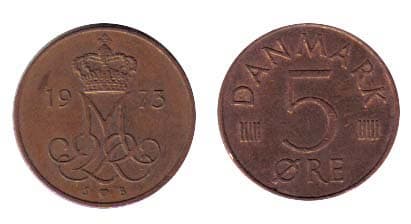 1,000 Denmark KM859.1,2,3(XF) 5 Ore Mix Bulk World Coins representative product image