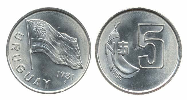Uruguay KM75(U) 5 New Pesos β Lot of 25 representative product image