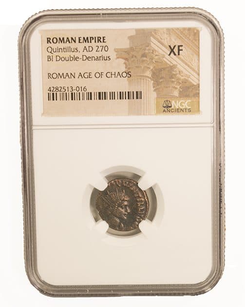 NGC-Certified Roman Coin: Quintillus, ANT, Grade XF β representative ECC supplier stock image; exact coin and slab vary