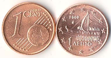 1,000 Greece KM181(U) 1 Gree. Cent Bulk World Coins representative product image