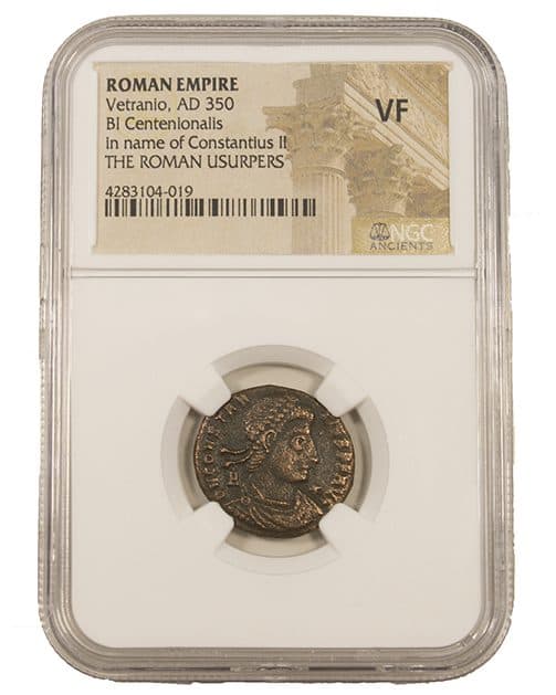 NGC-Certified Roman Coin: Vetranio, AE2/3, Grade VF — representative ECC supplier stock image; exact coin and slab vary