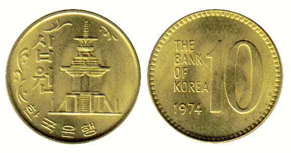 Korea South KM6a(U) 10 Won β Lot of 5 representative product image