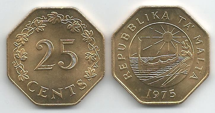 Malta KM29(U) 25 Cents β Lot of 10 representative product image