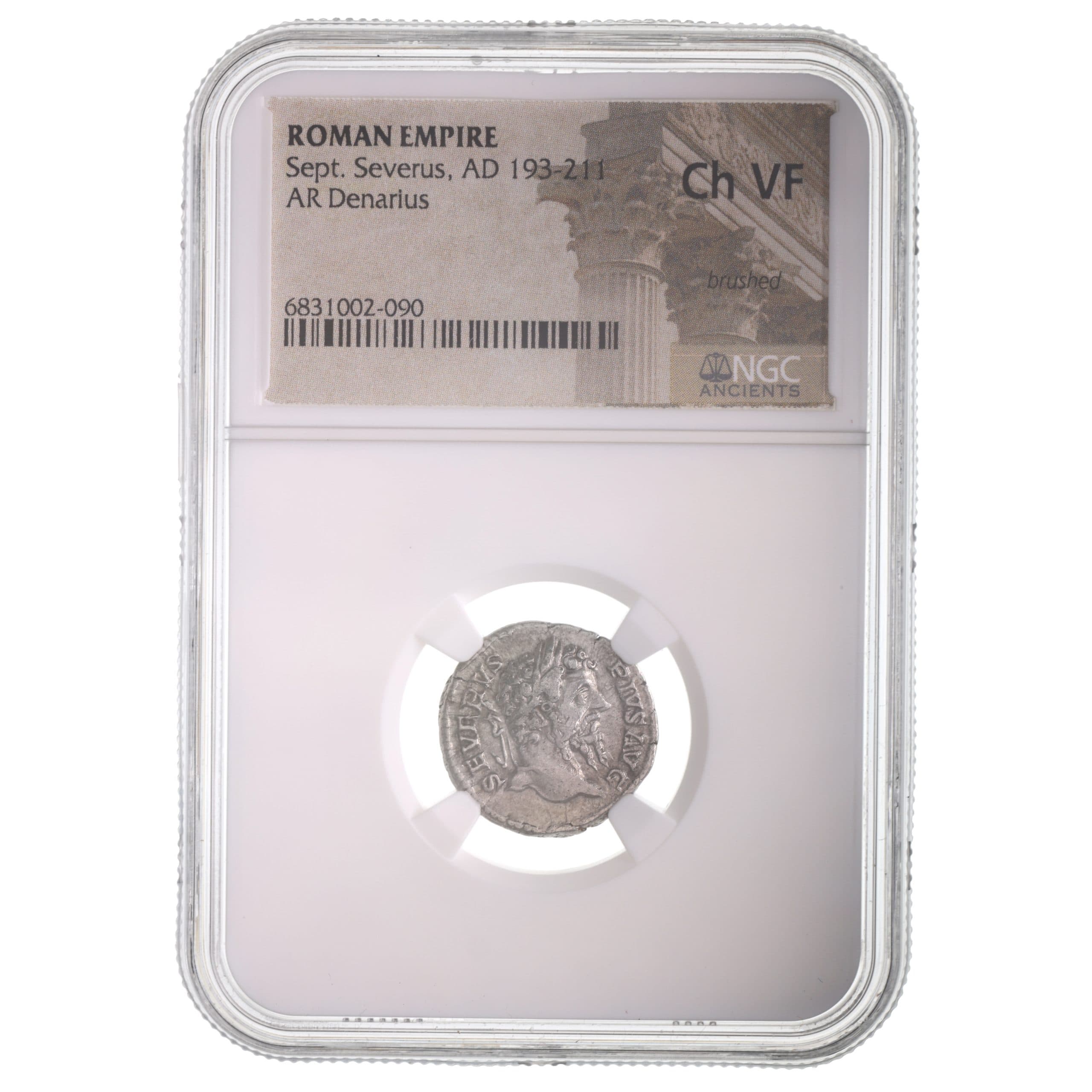 NGC-Certified Roman Coin: SEPTIMIUSSEV(AR), Grade CH-VF — representative ECC supplier stock image; exact coin and slab vary