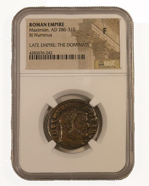 NGC-Certified Roman Coin: Maximian, ANT, Grade LG β representative ECC supplier stock image; exact coin and slab vary