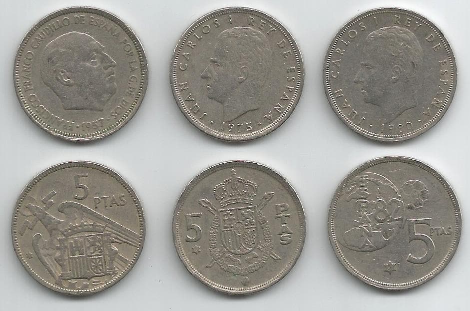 1,000 Spain KM786-807-817(C) 5 Peseta Mix Bulk World Coins representative product image