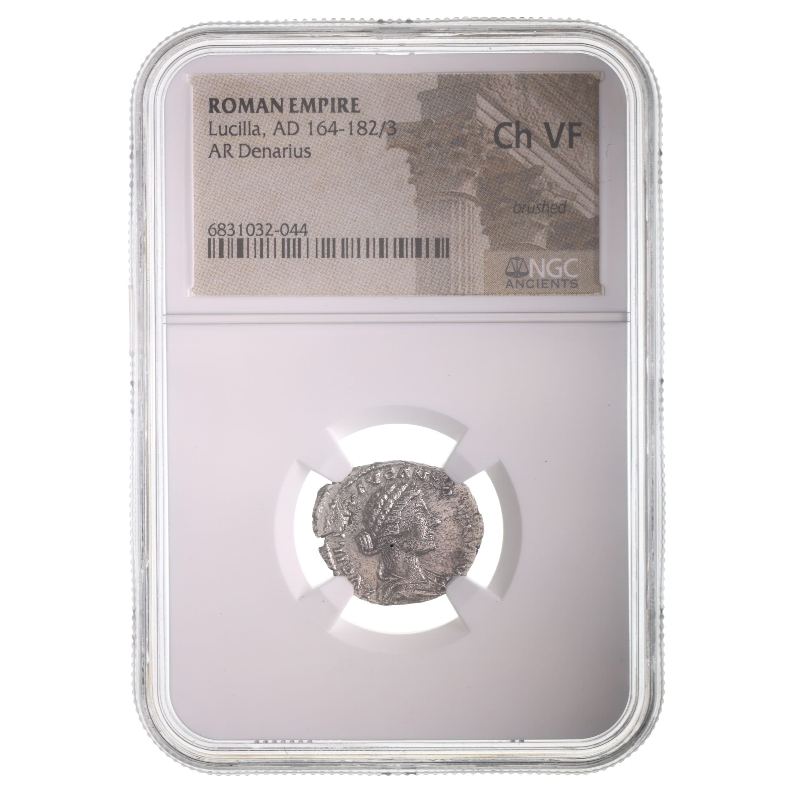 NGC-Certified Roman Coin: Lucilla, Denarius, Grade CH-VF β representative ECC supplier stock image; exact coin and slab vary