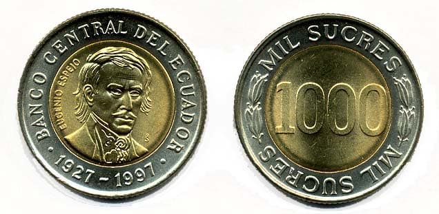 Ecuador KM103(U) 1,000 Sucres β Lot of 25 representative product image