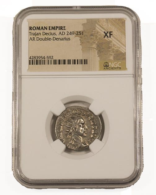 NGC-Certified Roman Coin: Trajan Decius, ANT, Grade XF β representative ECC supplier stock image; exact coin and slab vary