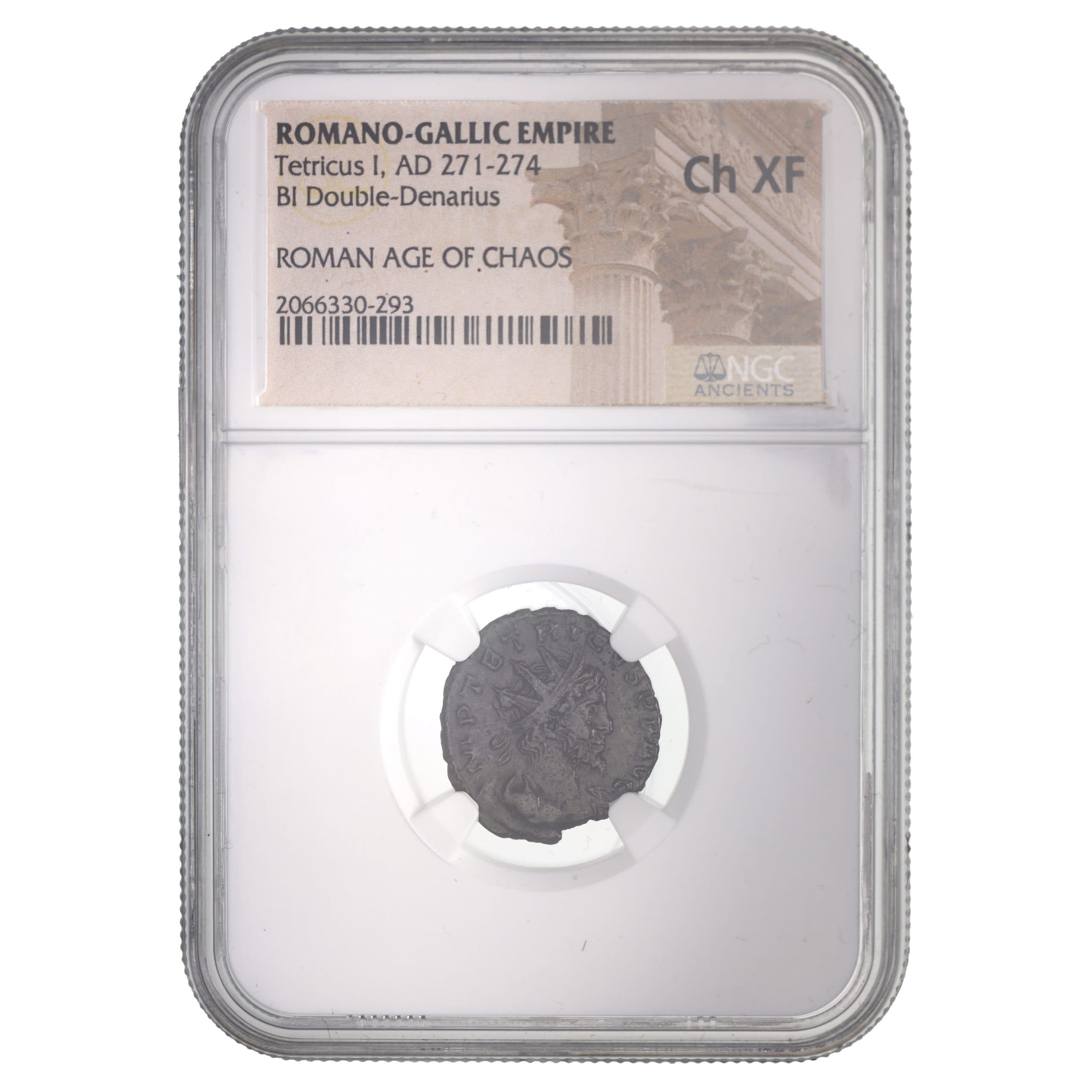 NGC-Certified Roman Coin: TETRICUS1ST(ANT), Grade CH-XF β representative ECC supplier stock image; exact coin and slab vary