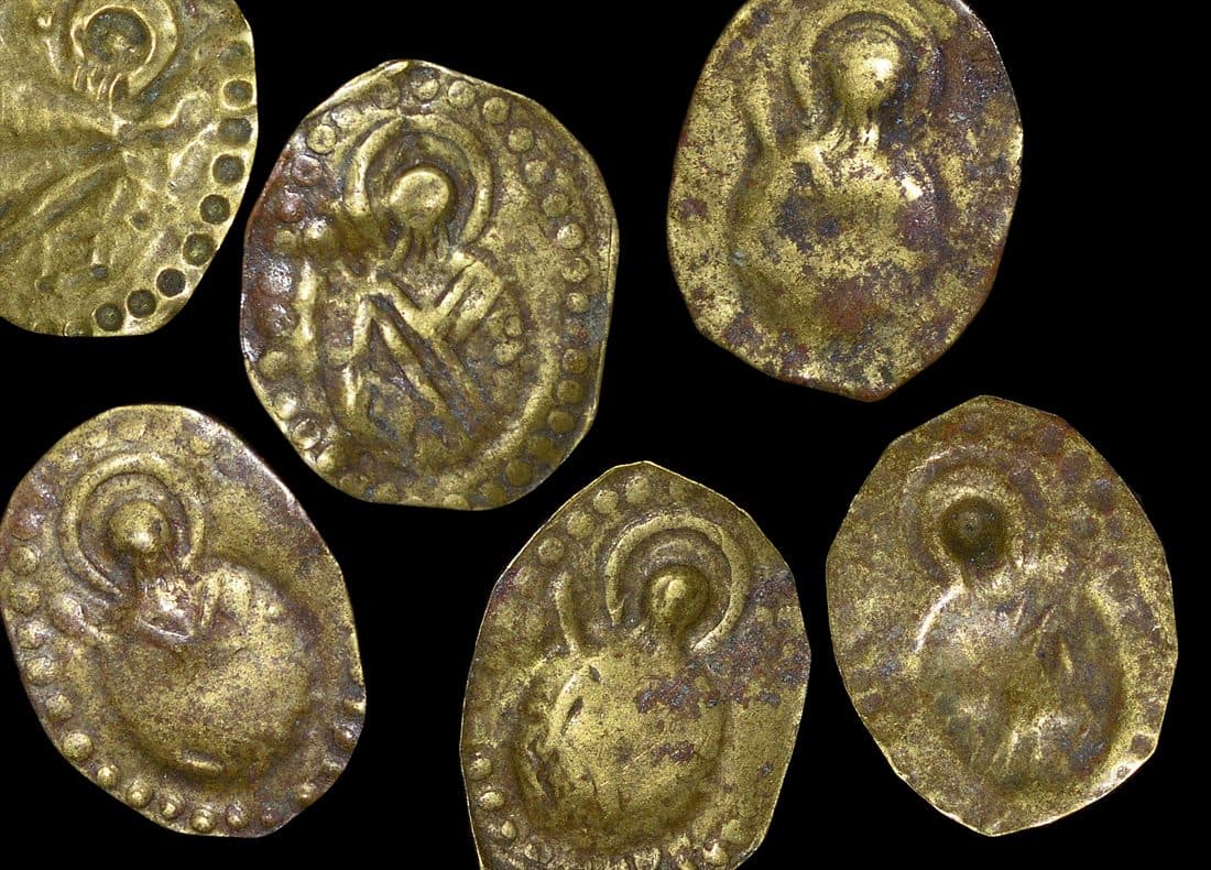 Greece KMHUTOKKEL4(VF-XF) Ottoman Empire, Cappadocia, Gelveri (modern Güzelyurt), St. Gregory Theologus Church, Bracteate Brass Token, probably 5 Para, late C19th – Lot of 2 repre…