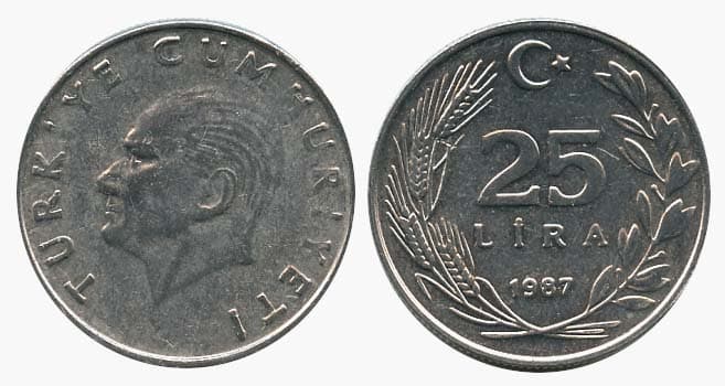Turkey KM975(U) 25 Lira – Lot of 50 representative product image