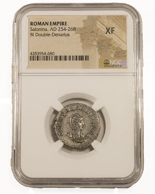 NGC-Certified Roman Coin: Salonina, Ag ANT, Grade XF — representative ECC supplier stock image; exact coin and slab vary