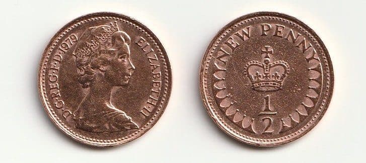 1,000 Great Britain KM914(CL-) 1/2 N.Penny Bulk World Coins representative product image