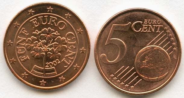 Austria KM3084(U) 5 Aust. Cents * β Lot of 100 representative product image