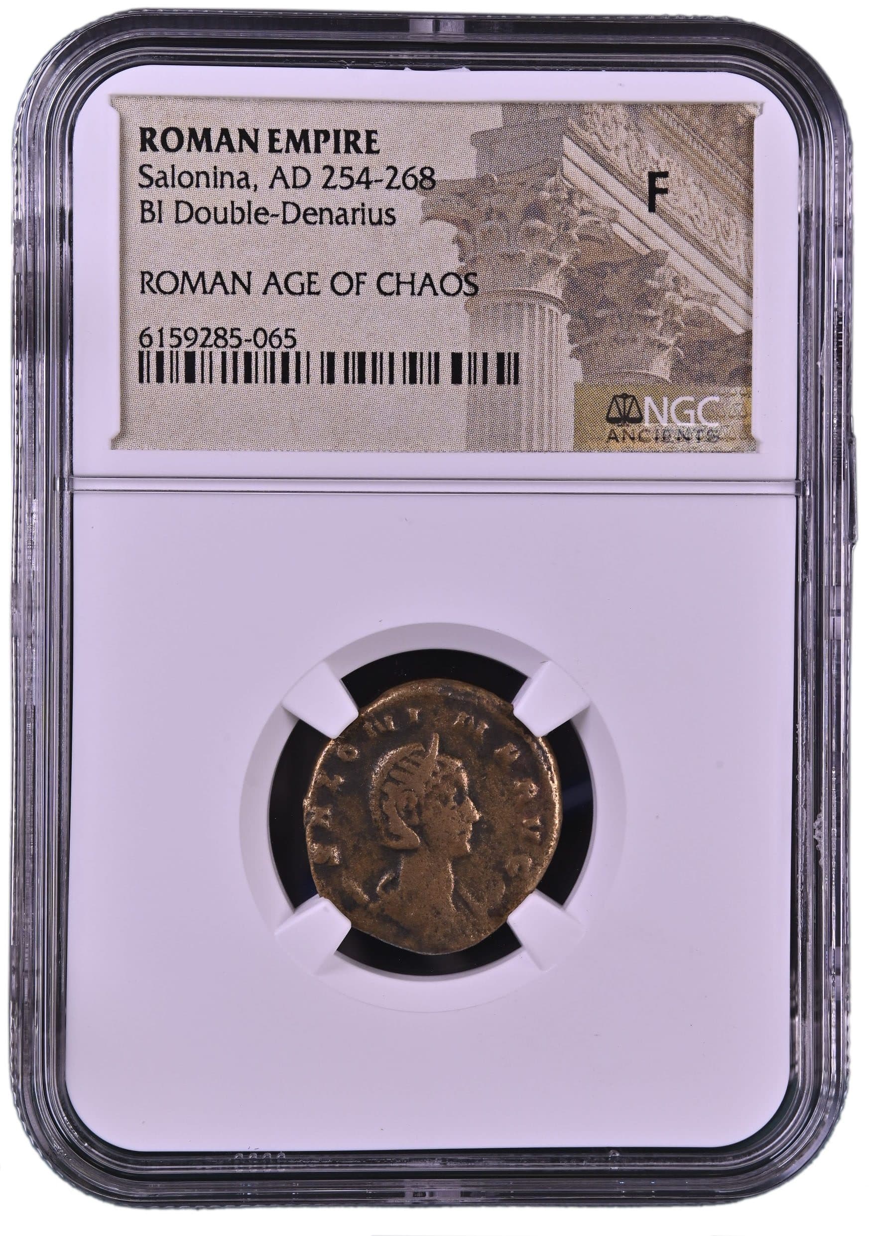 NGC-Certified Roman Coin: Salonina, ANT, Grade F — representative ECC supplier stock image; exact coin and slab vary