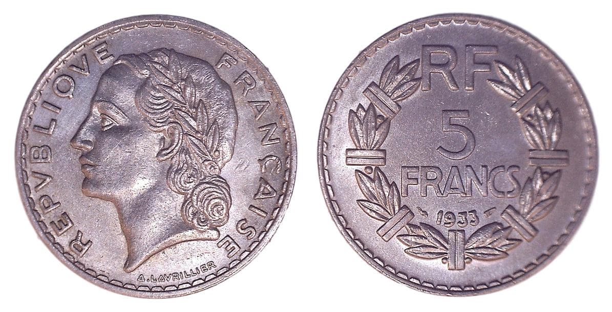 France KM888(XF) 5 Francs β Lot of 6 representative product image