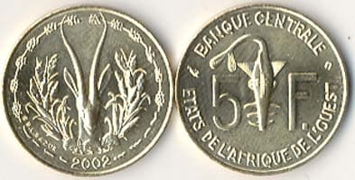West African St. KM2a(U) 5 Francs - Ivory Coast (Hen) β Lot of 25 representative product image