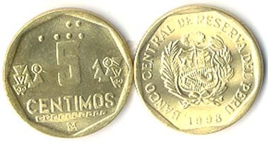 1,000 Peru KM304.2(U) 5 Centimos Bulk World Coins representative product image