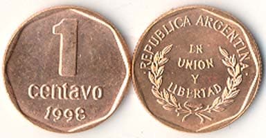 1,000 Argentina KM113a(U) 1 Centavo Bulk World Coins representative product image