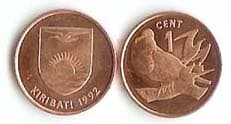 Kiribati KM1a(U) 1 Cent (frigate bird) β Lot of 100 representative product image